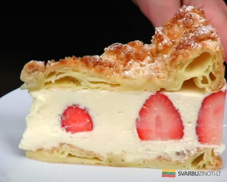 "Карпатка" с клубникой и песочной крошкой. Самый вкусный польский торт на праздник