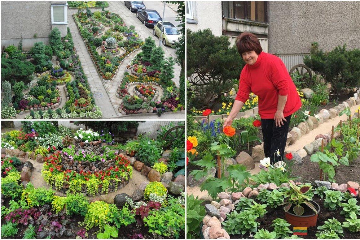 Vilnietės gėlynas daugiabučio kieme atima žadą: kiti praminė rojaus kampeliu