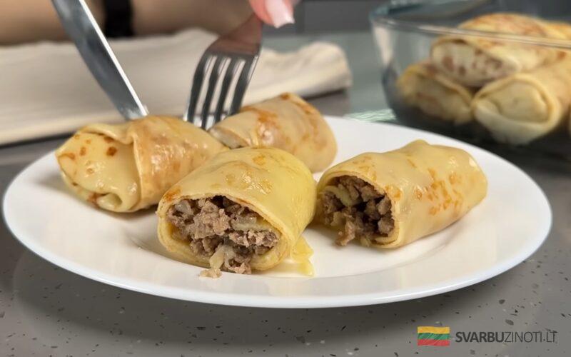 Фаршированные блинчики: с мясом или творогом. Всегда получаются вкусно, сочно и нежно!