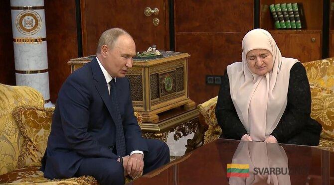 R.Kadyrovo „Telegram“ nuotr./Vladimiras Putinas ir Aimani Kadyrova