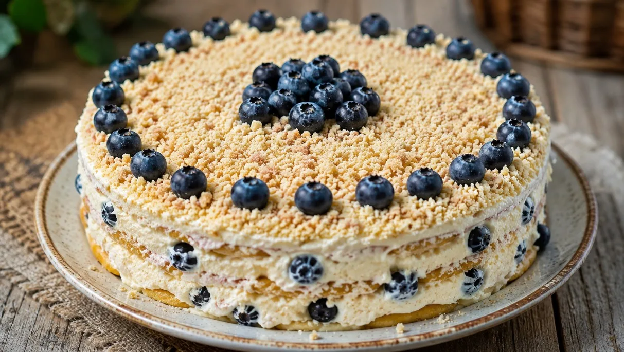 Nekeptas tortas „Ushki“ iš sausainių su varškės kremu — primena švelnų čizkeiką