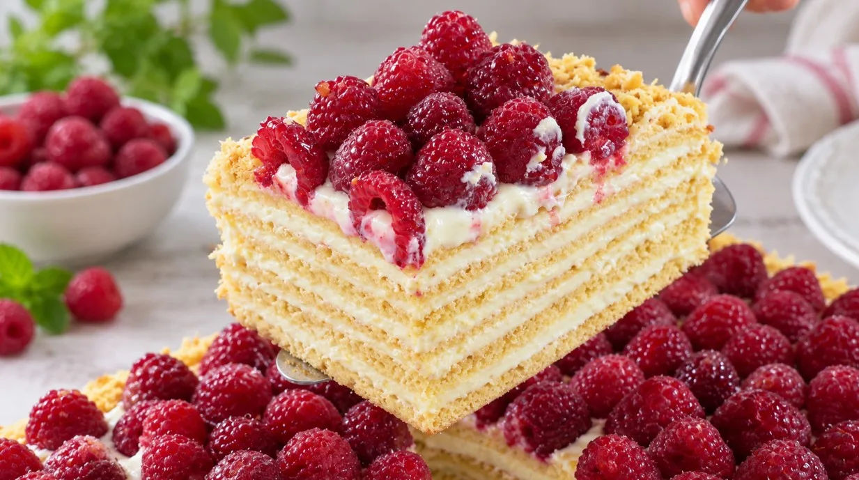 Tortas „Medaus pūkas“ be grietinėlės ir kondensuoto pieno — tikras medaus torto skonis per kelias minutes (nereikia kočioti lakštų)
